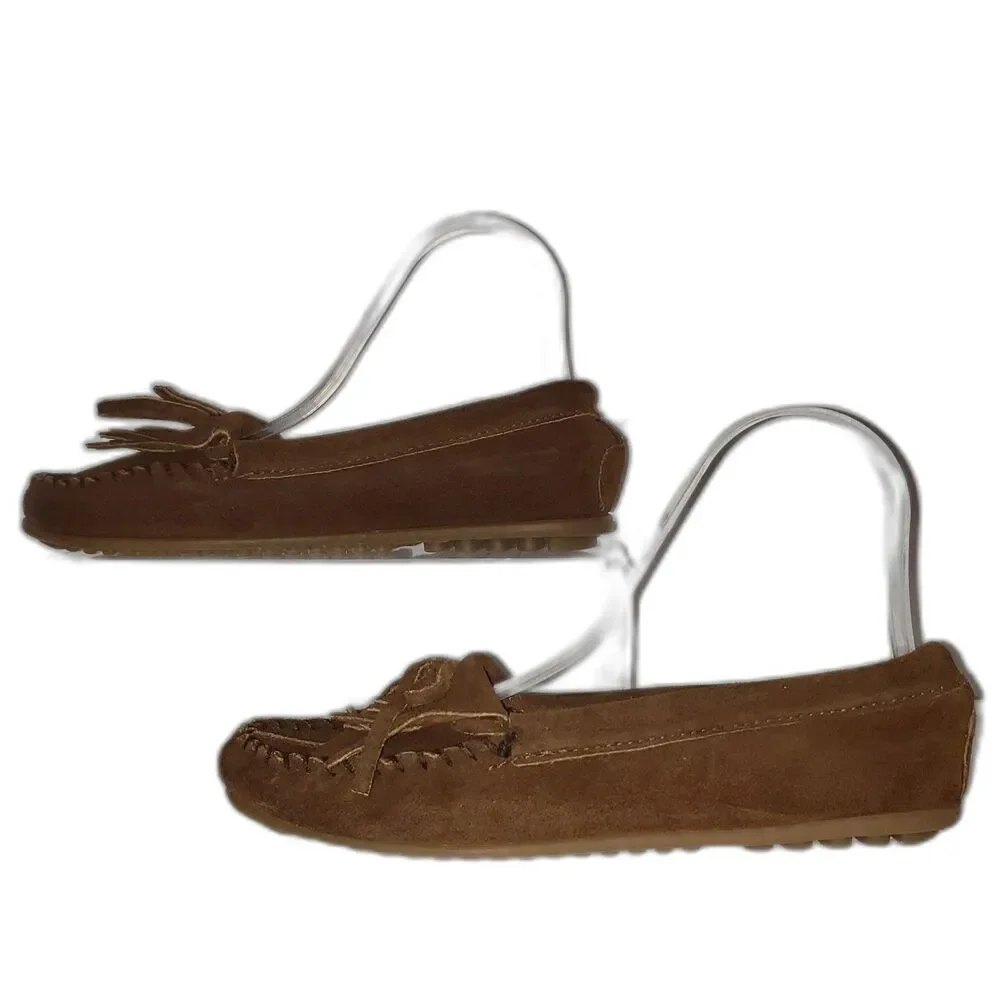 MINNETONKA Brown Suede Moccasins Loafers Shoes Girls Size 7.5